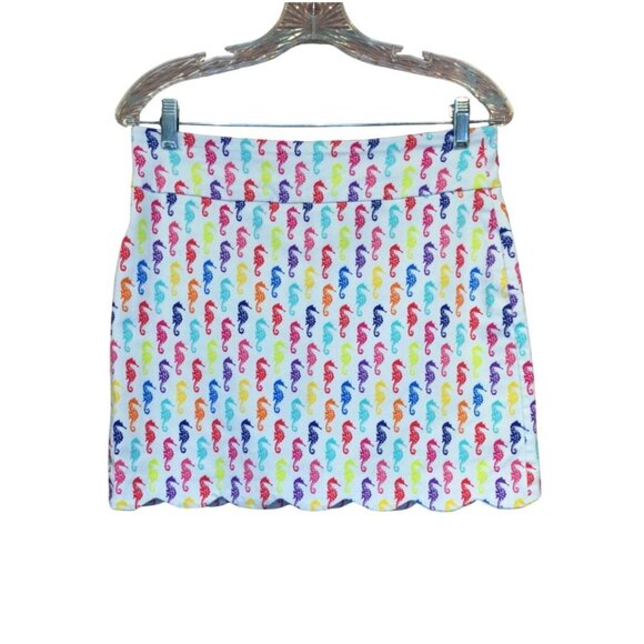Rainbow Seahorse Print Scalloped Hem Skirt Skort Size 8 Attyre New York - Picture 1 of 8